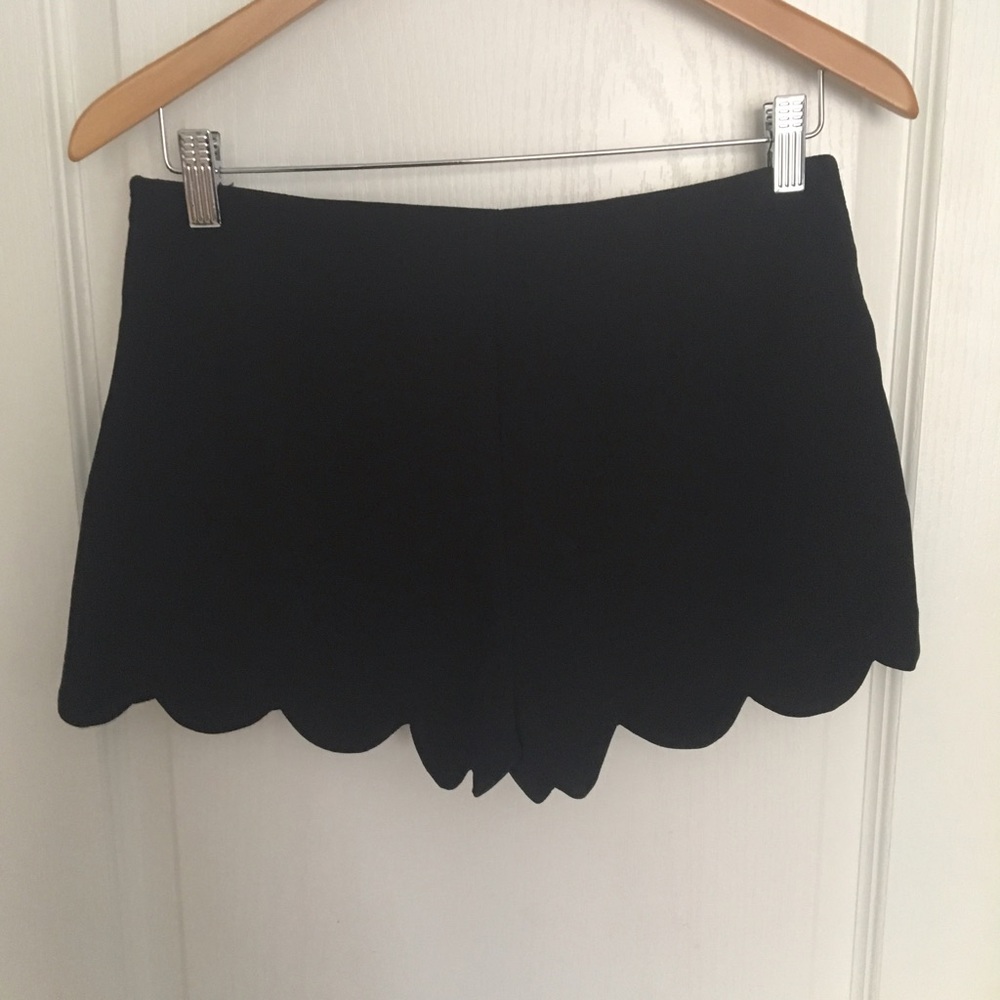 Black Scalloped Shorts